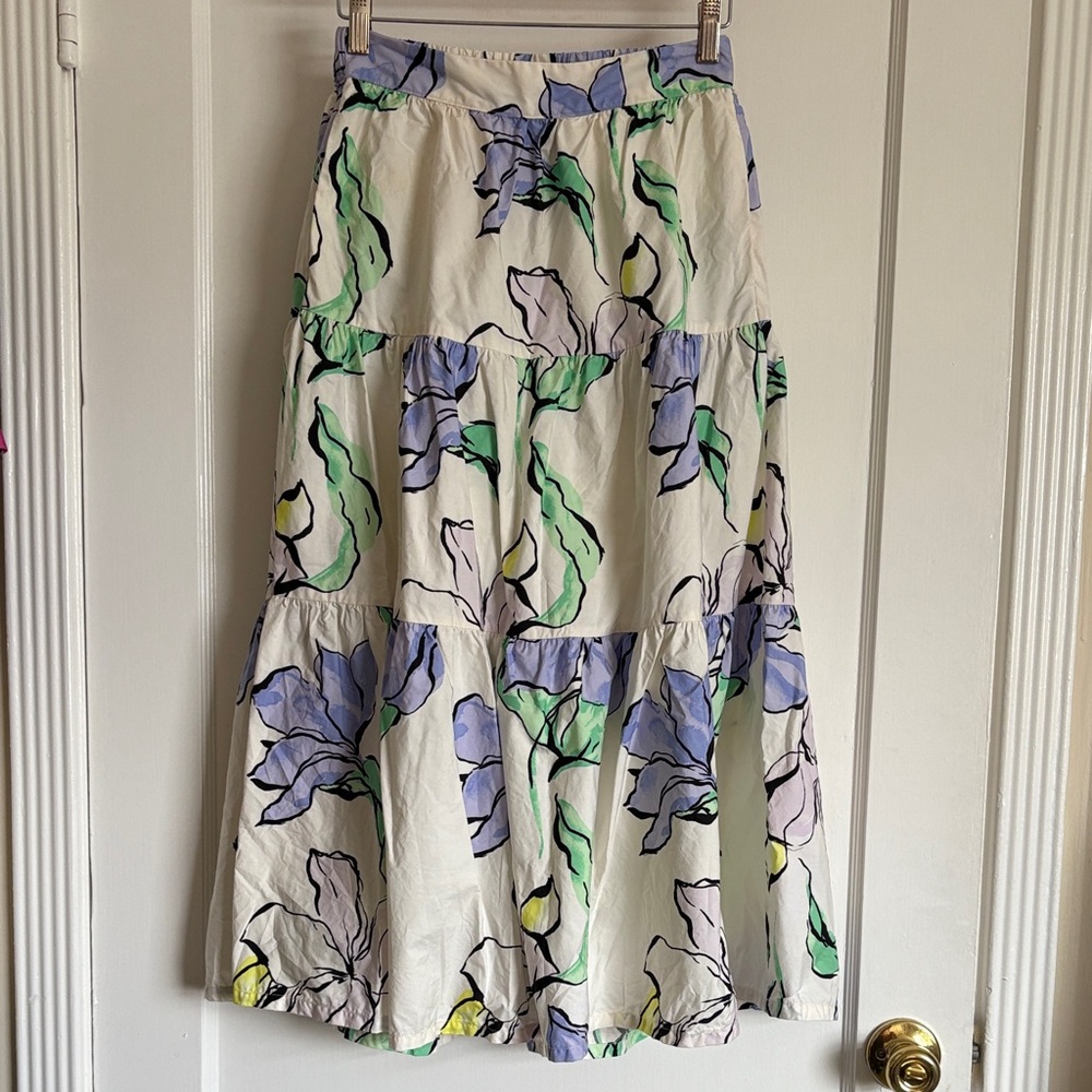 Purple floral tiered skirt